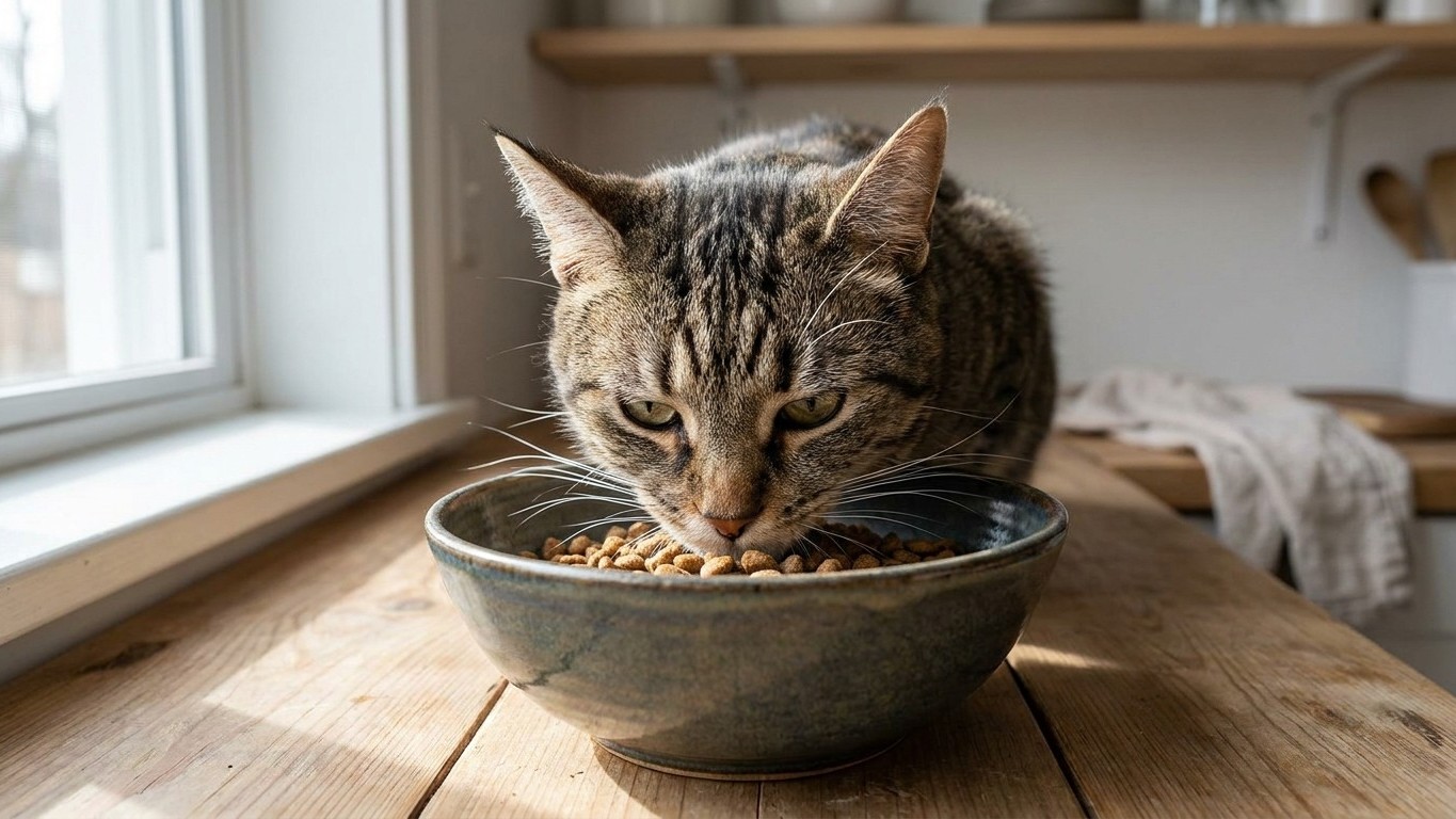 I kept refilling my cat's deep bowl thinking he was being fussy: a vet showed me it wasn't the food he was avoiding at all