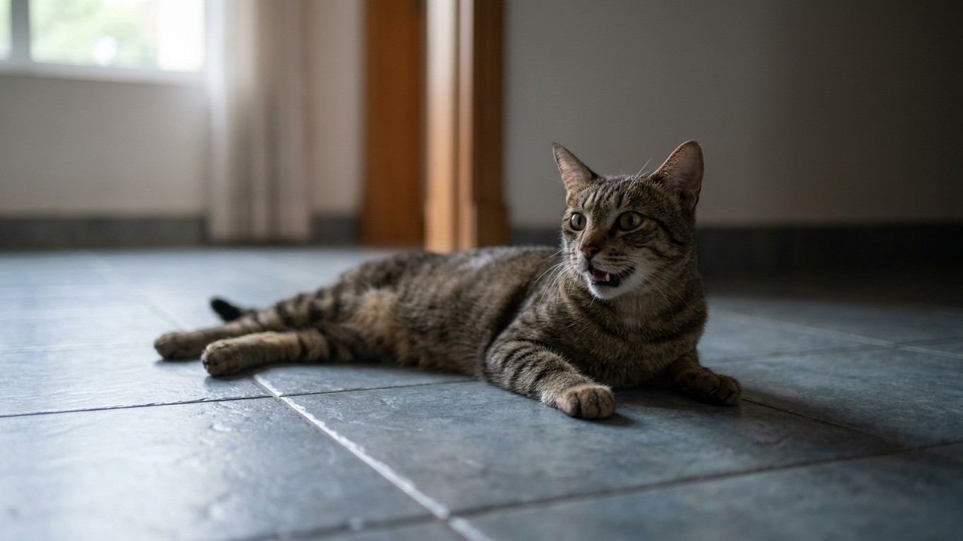 I shut the conservatory door for the afternoon just to keep the heat out of the house: when I came back, my cat was breath...