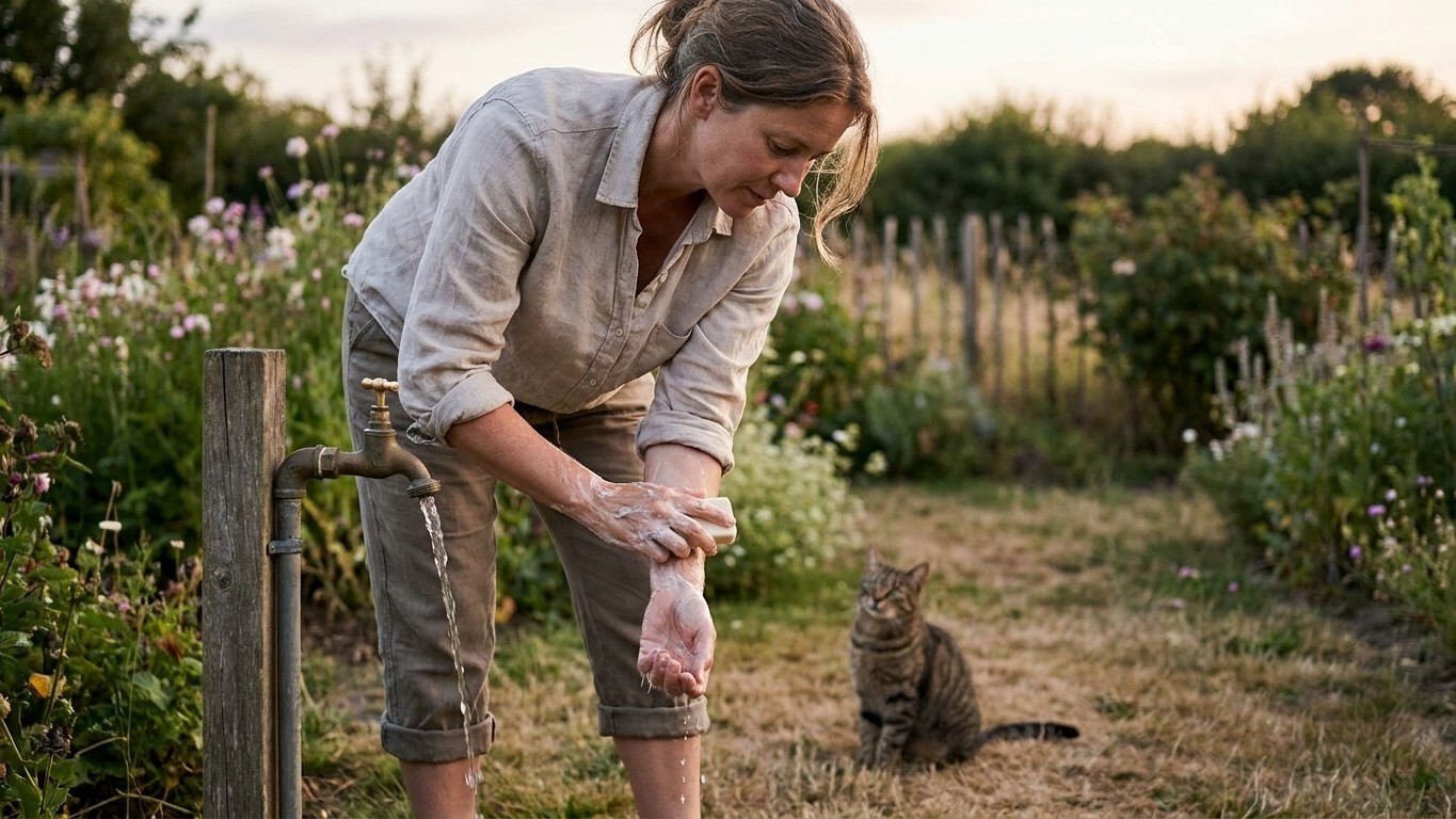 My neighbor always washes her arms before petting her cat on summer evenings and it's not out of excessive caution