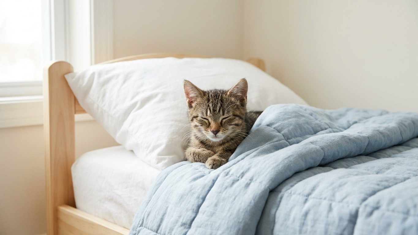 Vets never let a cat from an overcrowded rescue sleep in a child's bed: the reason stays in the rugs for 18 months