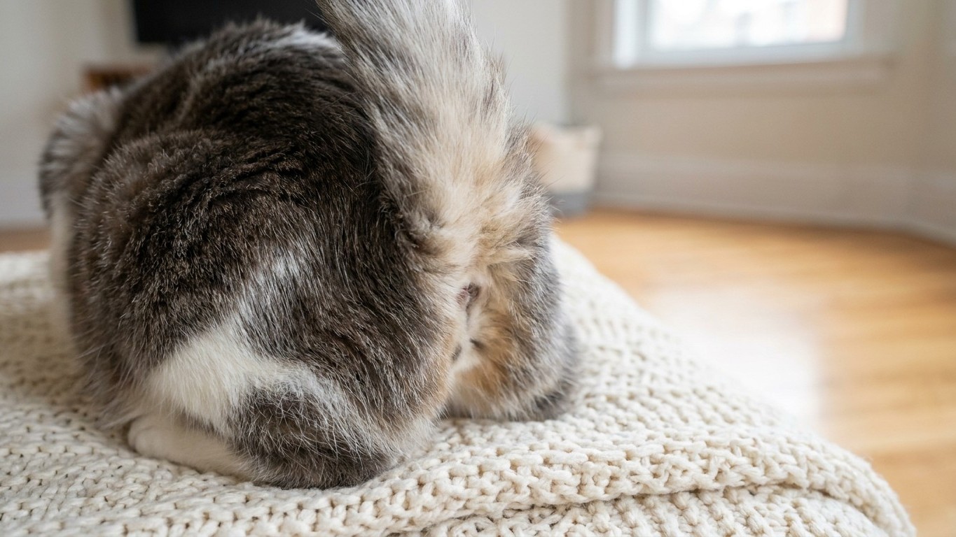 I combed my arthritic cat every evening without ever lifting his tail: the day I parted the fur, I saw what had settled th...