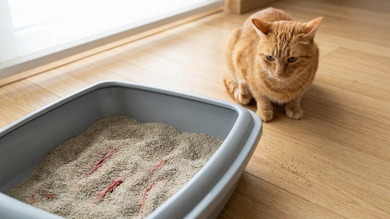 I left my cat alone from eight in the morning the week school started again: three days later, the red streaks in the litt...