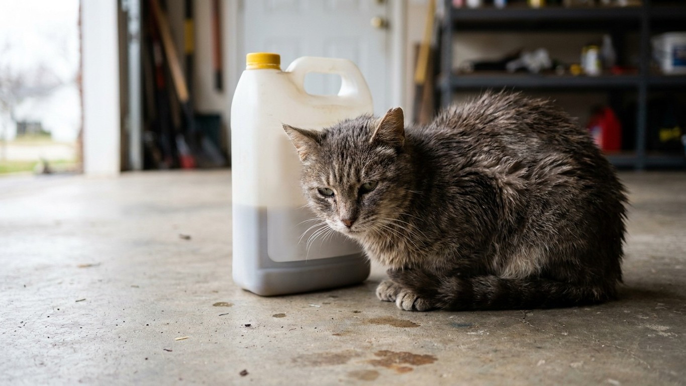 I left the antifreeze jug next to my pool cover in the garage just for the winter: the night my cat came home licking his ...