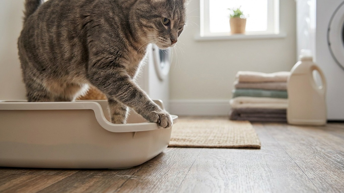 I mopped up beside my old cat's litter box every morning for two years: the day my vet saw the box, he told me to bin it