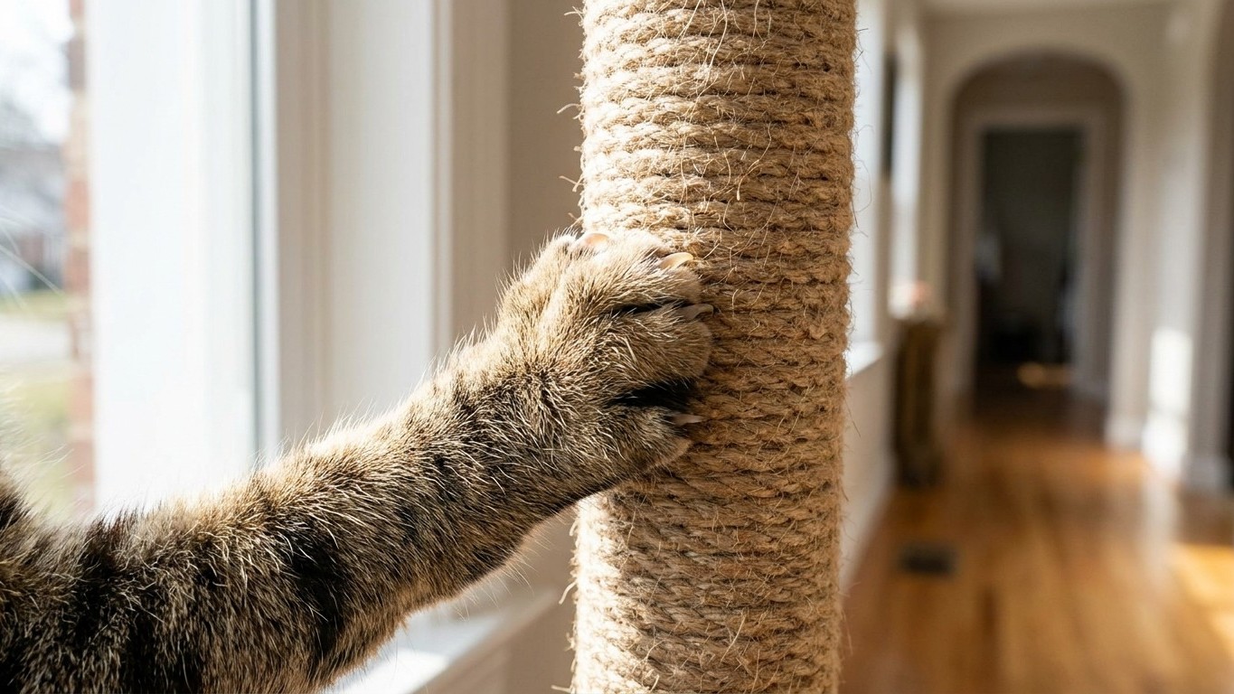 I moved my cat's scratching post into the spare room just to keep the hallway tidy: three weeks later, the arm of the sofa...