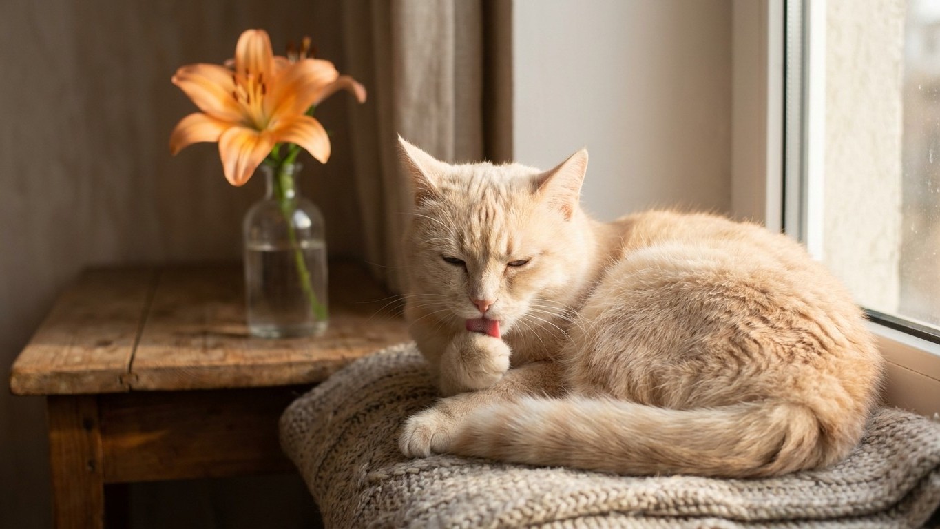 I set a lily bouquet on the table in August just for the scent: three days later the vet told me what my cat had licked of...