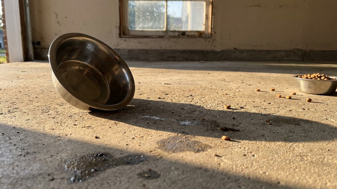 I shut my cat in the garage with a full bowl before leaving for the August week just to keep him off the road: by the thir...