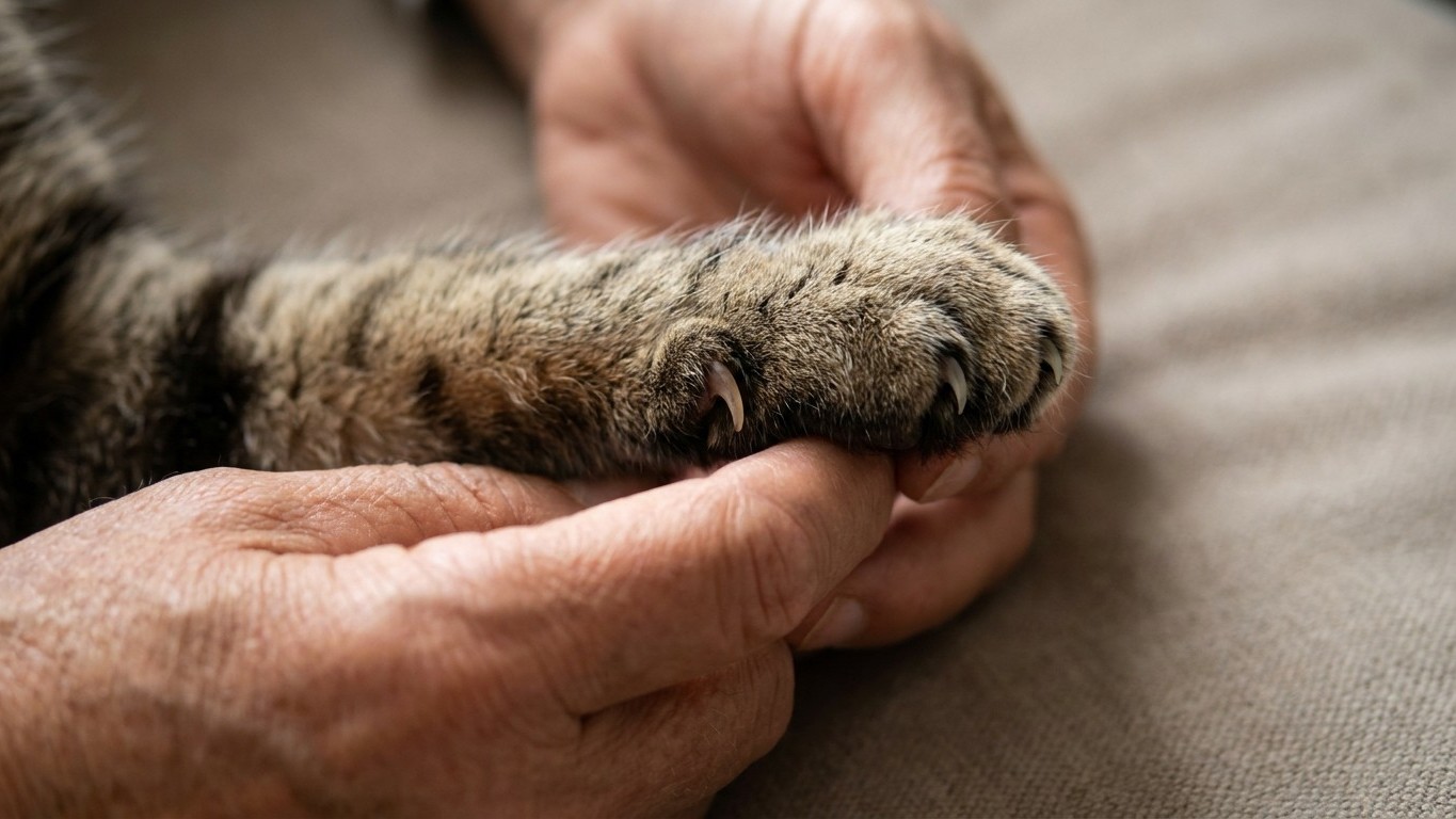 I trimmed only my old cat's front claws each month just to save the sofa: the day she started limping, it came from a toe ...