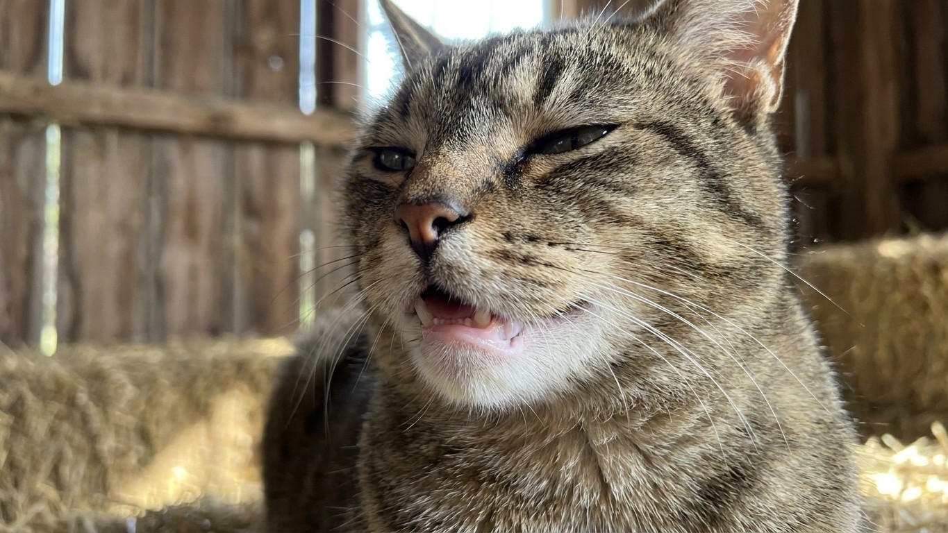 My cat has been catching mice in the barn for two years: the morning his gums turned pale, there wasn't a single wound on him
