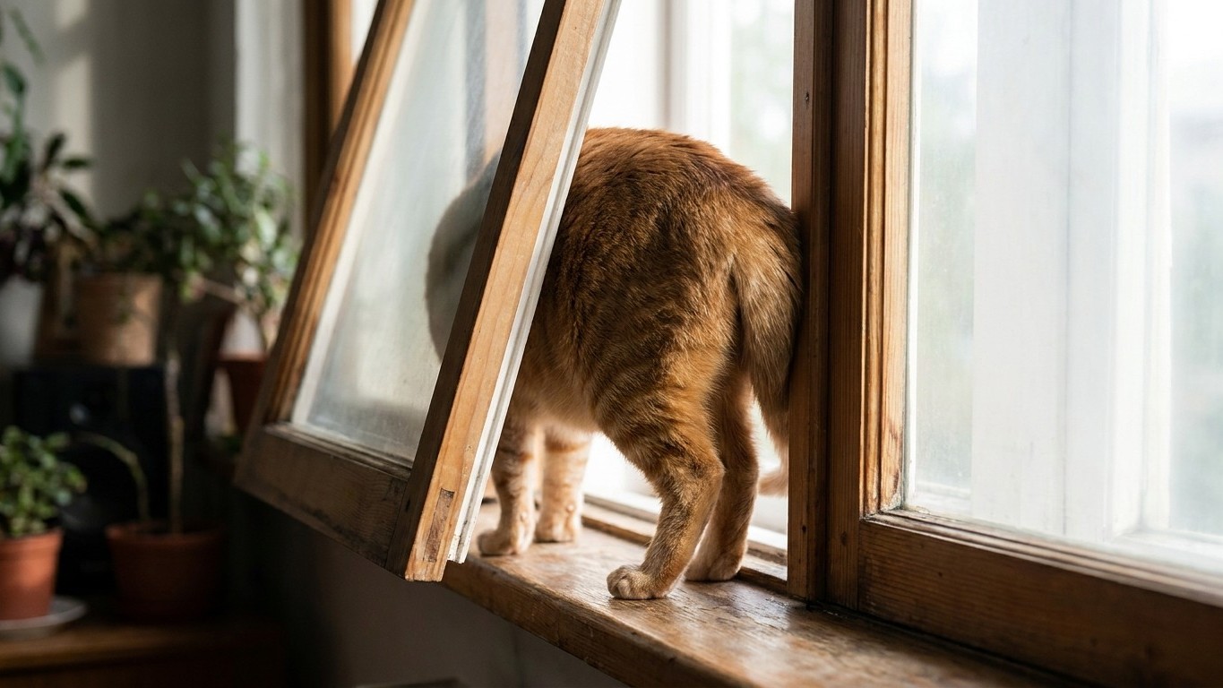 We all leave a window tilted open for a bit of fresh air: that one-second habit is exactly what pins a cat by the hips